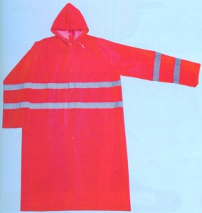 0.32mm Long PVC Raincoat with Reflective Tapes R9095
